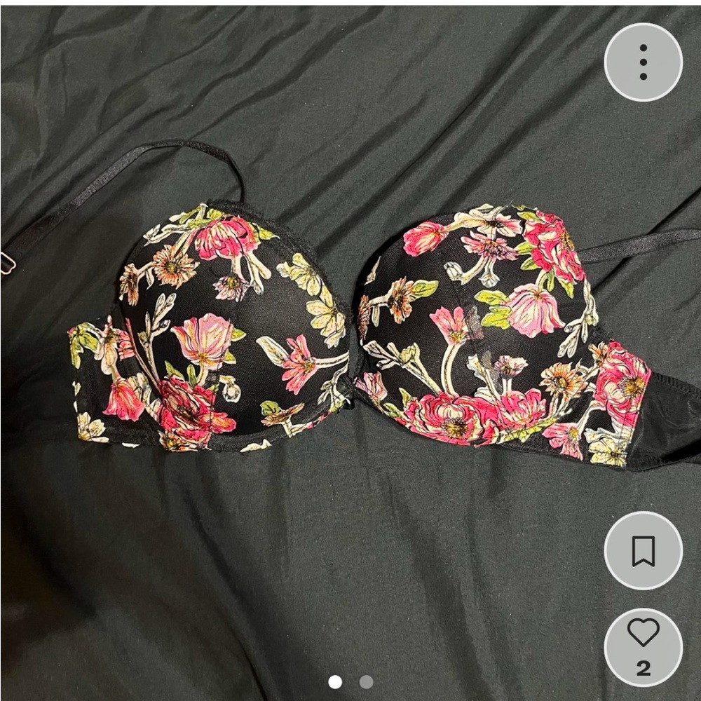 Victoria's Secret Floral Push-Up Bra - Black